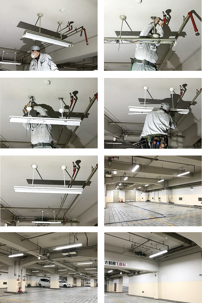 ＜取替工事＞御堂筋某ビル 地下駐車場照明器具LED化工事2