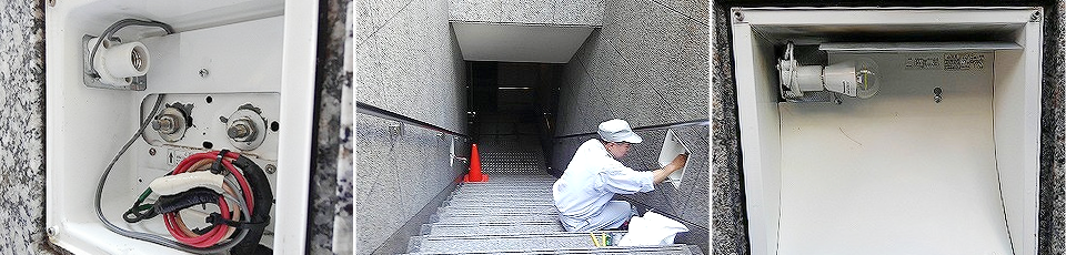 ＜改造工事＞梅田某ビル　階段埋め込み灯LED化工事1